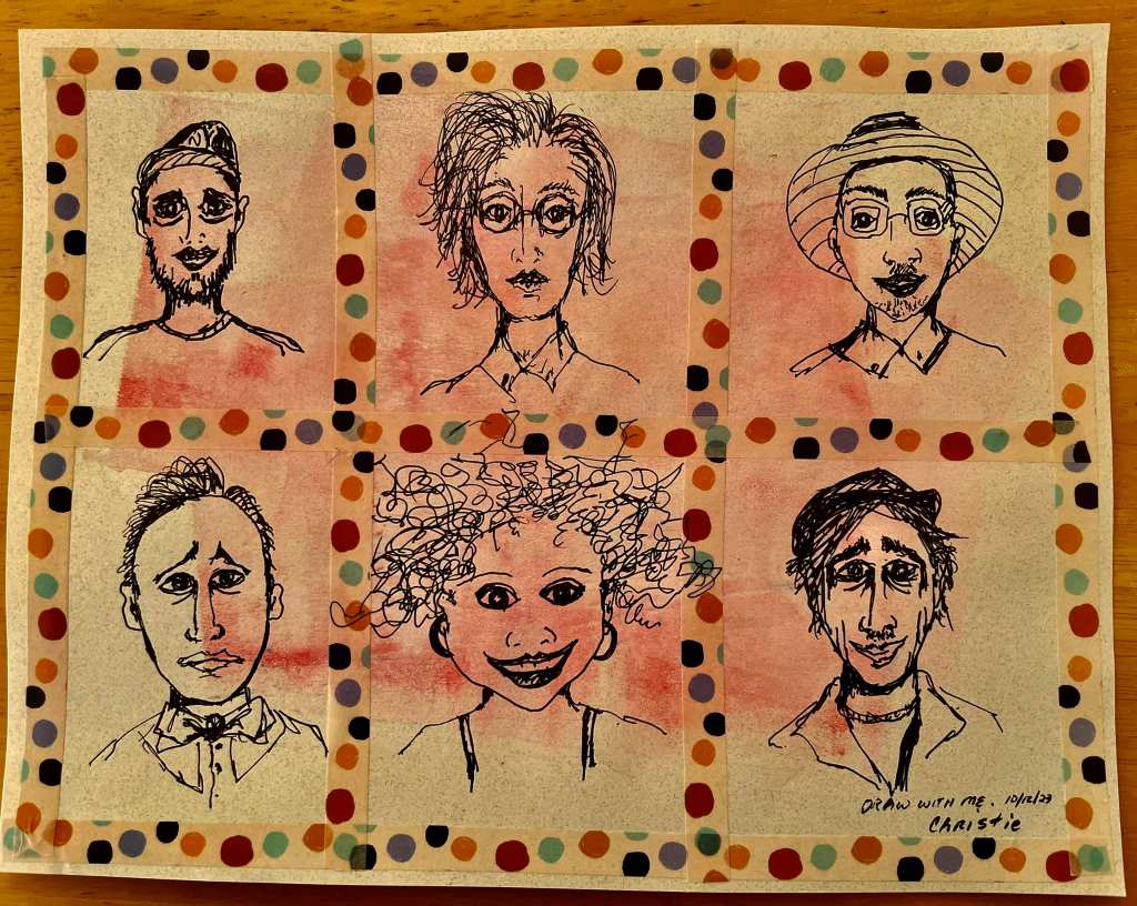 Just finished 5 min portraits with Danny on YouTube #SBSDrawWithMe Black Pitt&nbsp;pens.