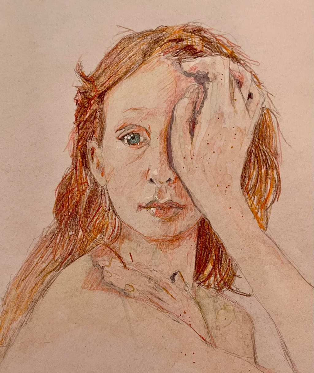 Today’s class in drawing faces and hands. This is Lucy, done with Copics and Posca colored pencils. Done on new paper for me, Bienfang Marker Paper. Thank you Justine Limpus Parish, for the recommendation!!!!